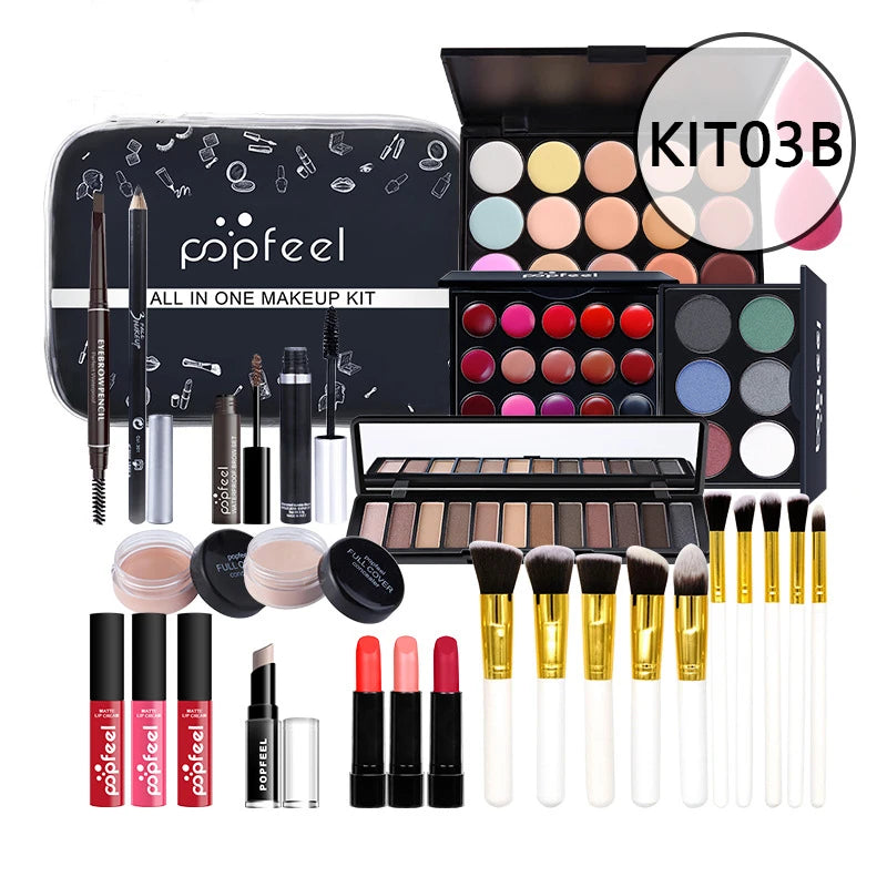 20 Styles Makeup Set Eyeshadow Lipstick Eyebrow Pencil Lip Gloss Makeup Brush Powder Nail Polish With Makeup Bag Cosmetics Kit - My Store