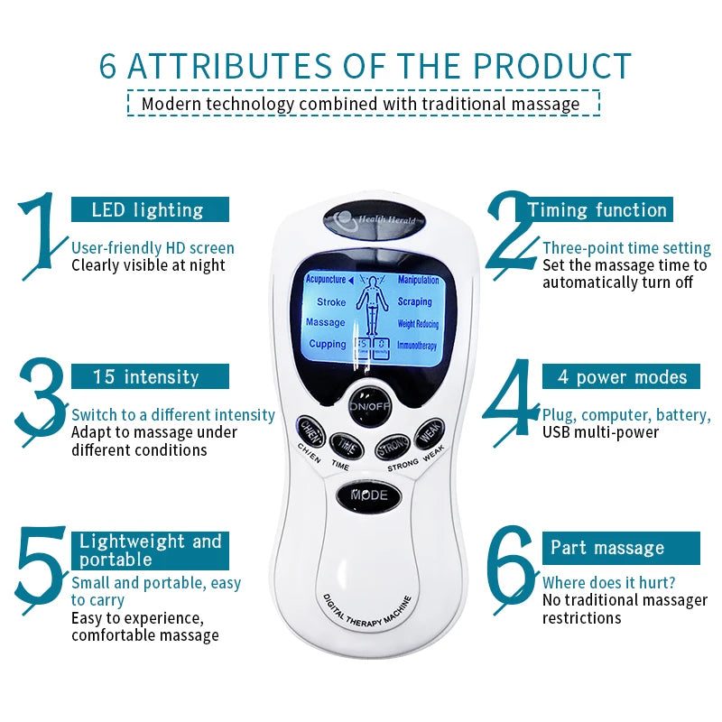 8 Electrode Health Care Tens Acupuncture Electric Therapy Massageador Machine Pulse Body Slimming Sculptor Massager Apparatus