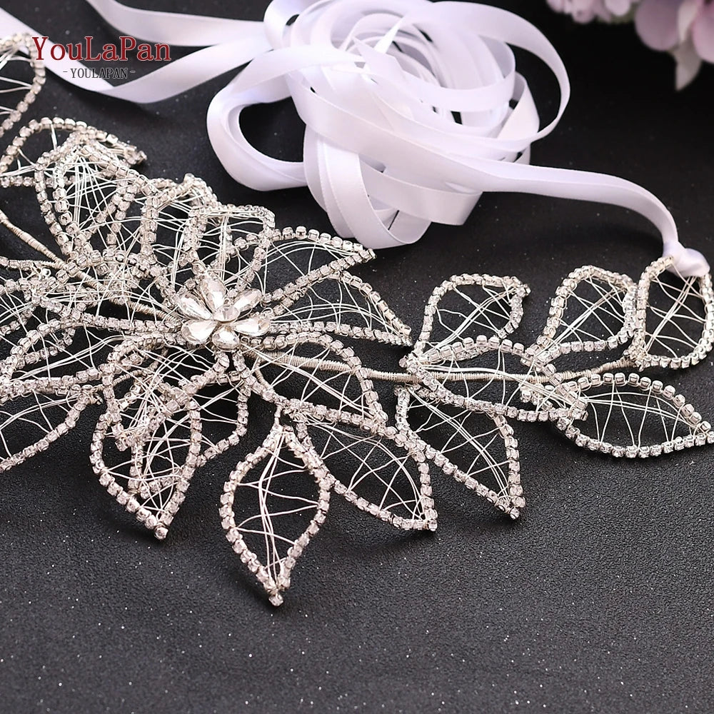 TOPQUEEN Sparkle Belt for Dresses Bridal Rinestone Belt Silver Crystal Belt Wedding Belts for Wedding Dresses Belt SH256-S