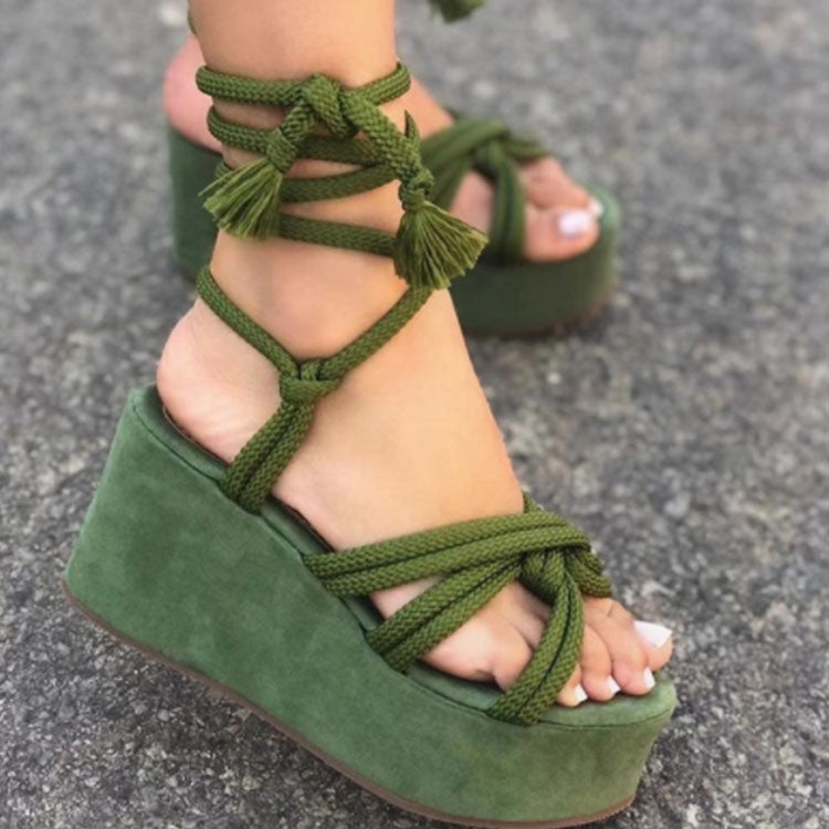 Hot Sale Rope Sandals  Flat Sandals for Women and Ladies Lace Up Sandals Women