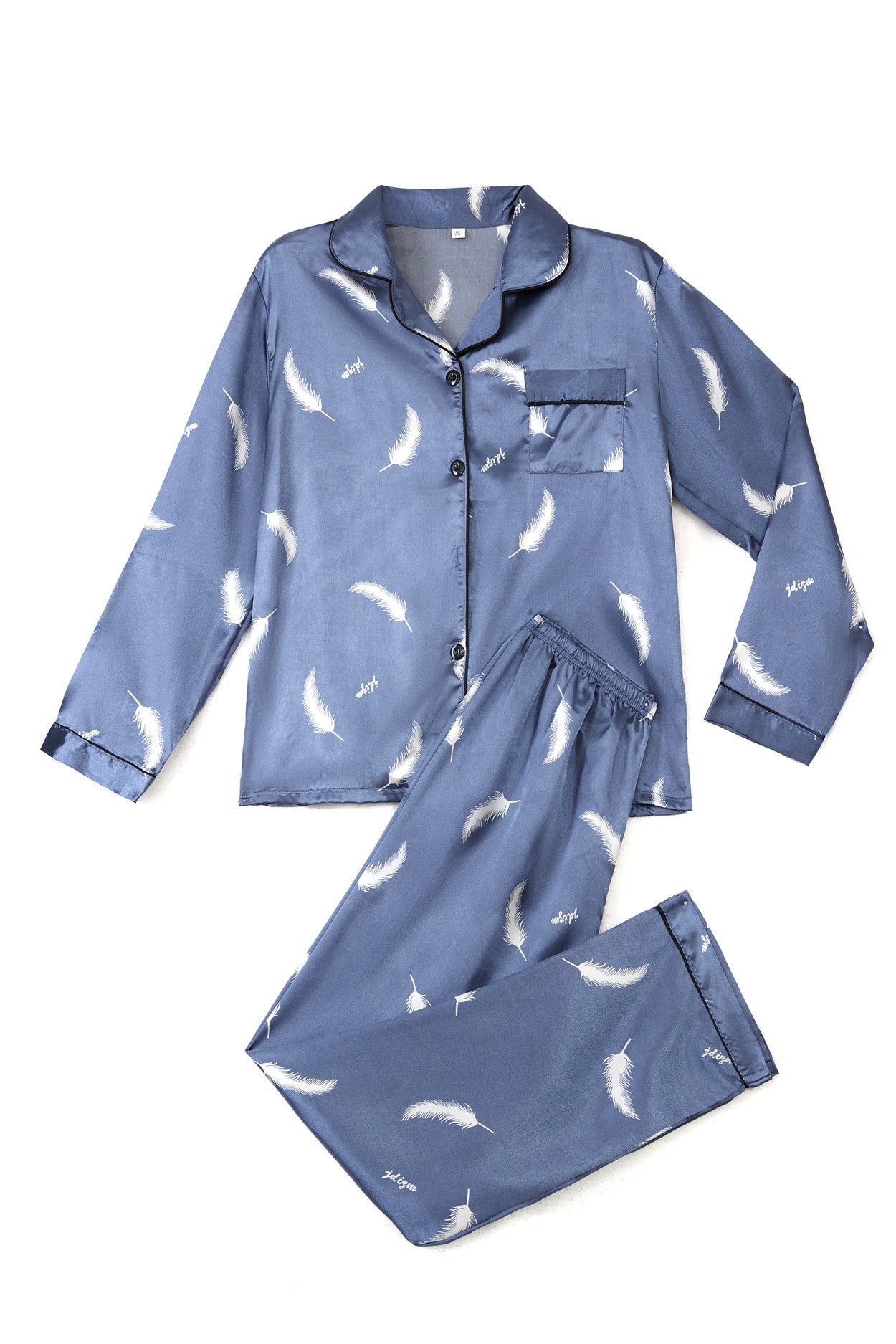 Womens New Arrival Homewear Pajamas Suit Pijamas Sexy Long Sleeve Silk Satin Pajama