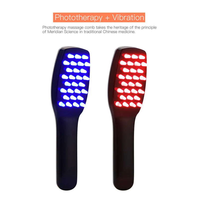 Most Popular Prevent Hair Loss Rechargeable Electric Massage Comb Hair Growth Red Blue Light Home Personal Care Massage Comb