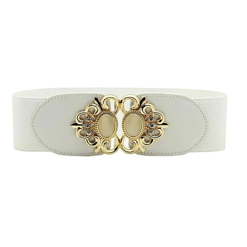 65 Style New Korean Windbreaker Elastic Wide Women Waistband a Variety Alloy Buckle Retro Belt All-Match Dress Women Accessory