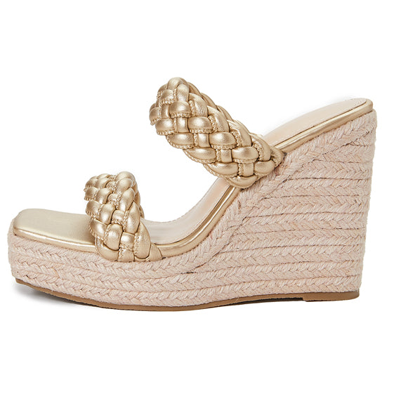 Latest Women's High-Heeled Woven Slippers Breathable Flat Sandals for Summer Height Increasing and Anti-Slippery Features