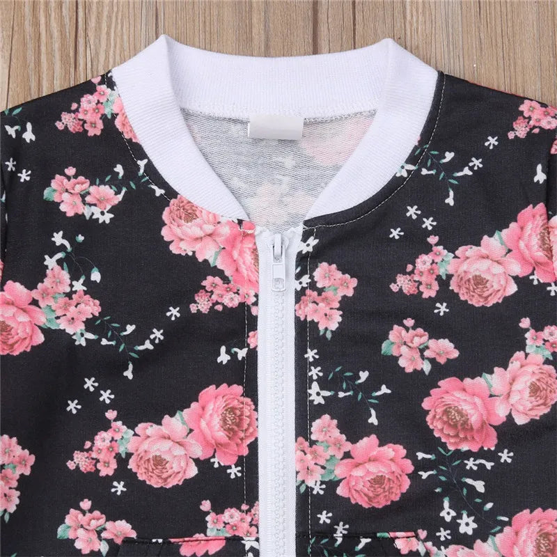 1-6years Girls Clothes Set Floral Print Long Sleeve Sweatshirt Long Pants Toddler Girls Spring Autumn Tracksuit Girl Outfits