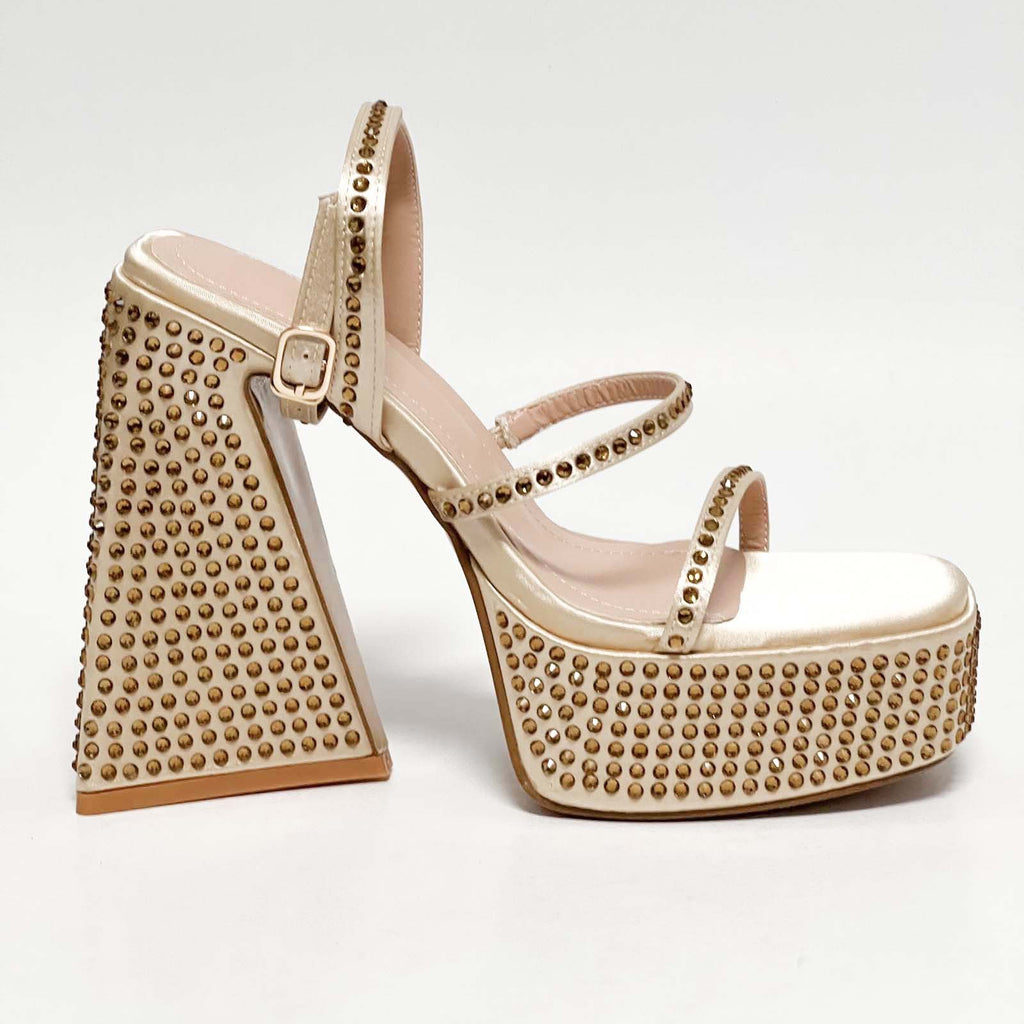 Sh11322a Chunky Heel Women.shoes High Heels Newest Bling Diamond Heels