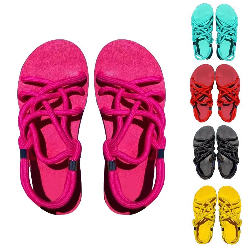 Designer Ladies Summer Tie Up Sandals Cute Fashion Platform Flat Heel Hemp Rope Sandales Women