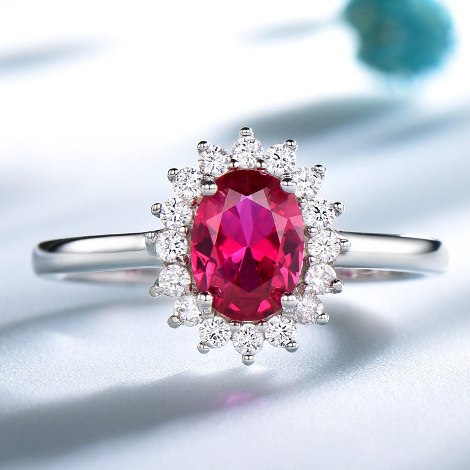 Crystal Rings Natural Stone Sterling Silver 925 Jewellery Non Tarnish Jewelry Created Sapphire Silver Ring