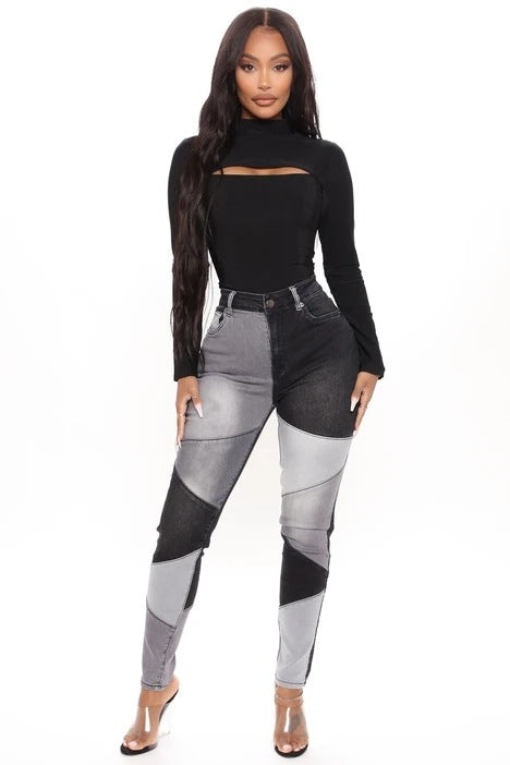 High Waist Women Bottom Skinny Jeans Patchwork Streetwear Pants Tight Trousers Women Slim Denim Jeans 2022 New Casual Jean Pant