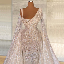 Elegant Off Shoulder Lace Vestidos De Novia Beaded Casual Dresses Formal Bling Dress Abiti Da Sposa Wedding Dresses - My Store