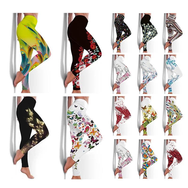 Gym Sports Leggings for Women Seamless Leggings Training Running Yoga Fitness Pants Colorful Print Gym Trousers Tight Sportswear