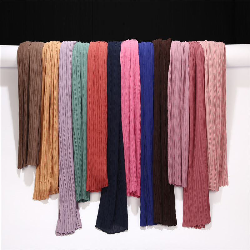 Inner Hijab Under Scarf Long Dubai Pleated Chiffon Hijabs Scarfs 2020 Scarves Muslim