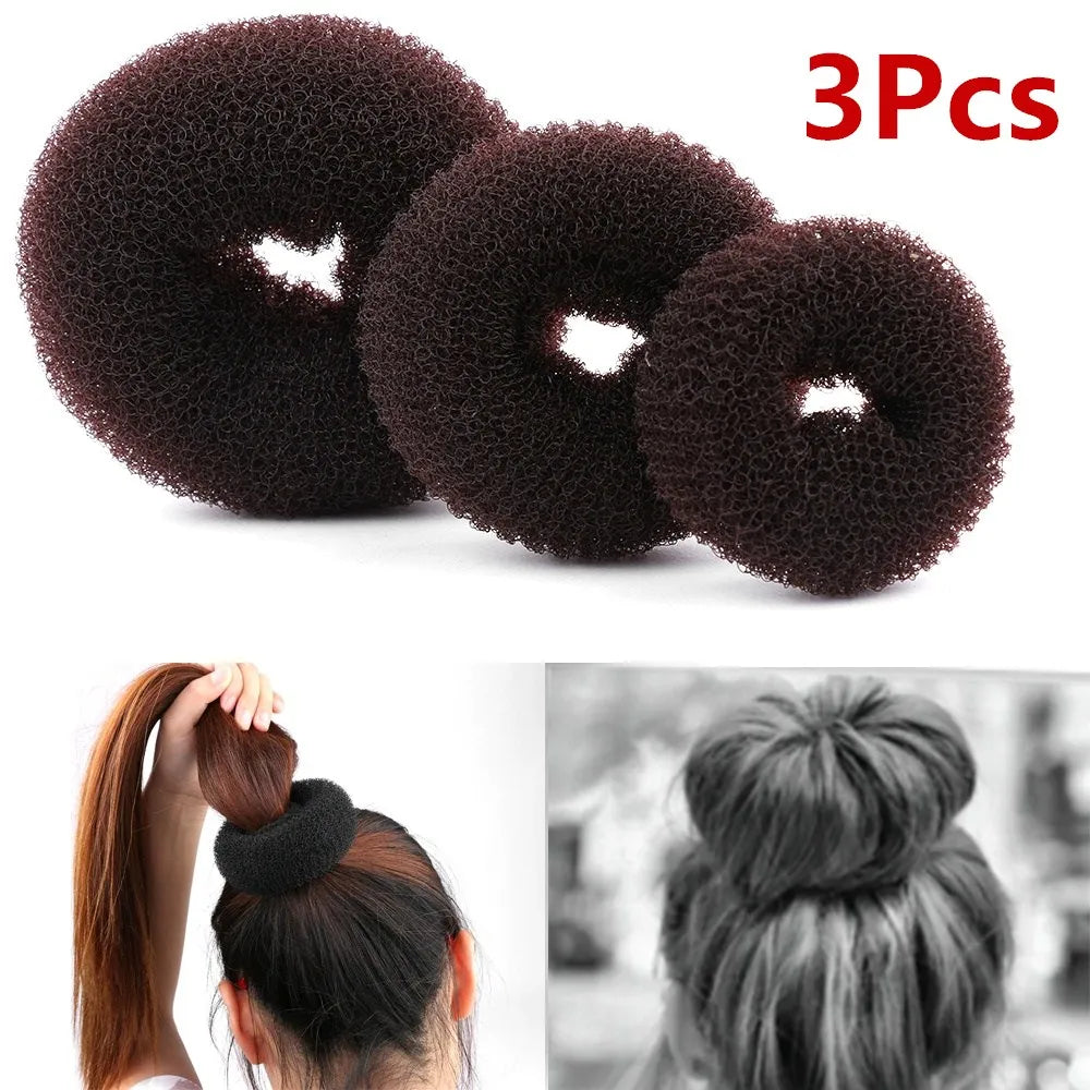 3Pcs Size S/M/L Women Lady Donut Hair Ring Bun Accessories Styling Tool Hair Accessories
