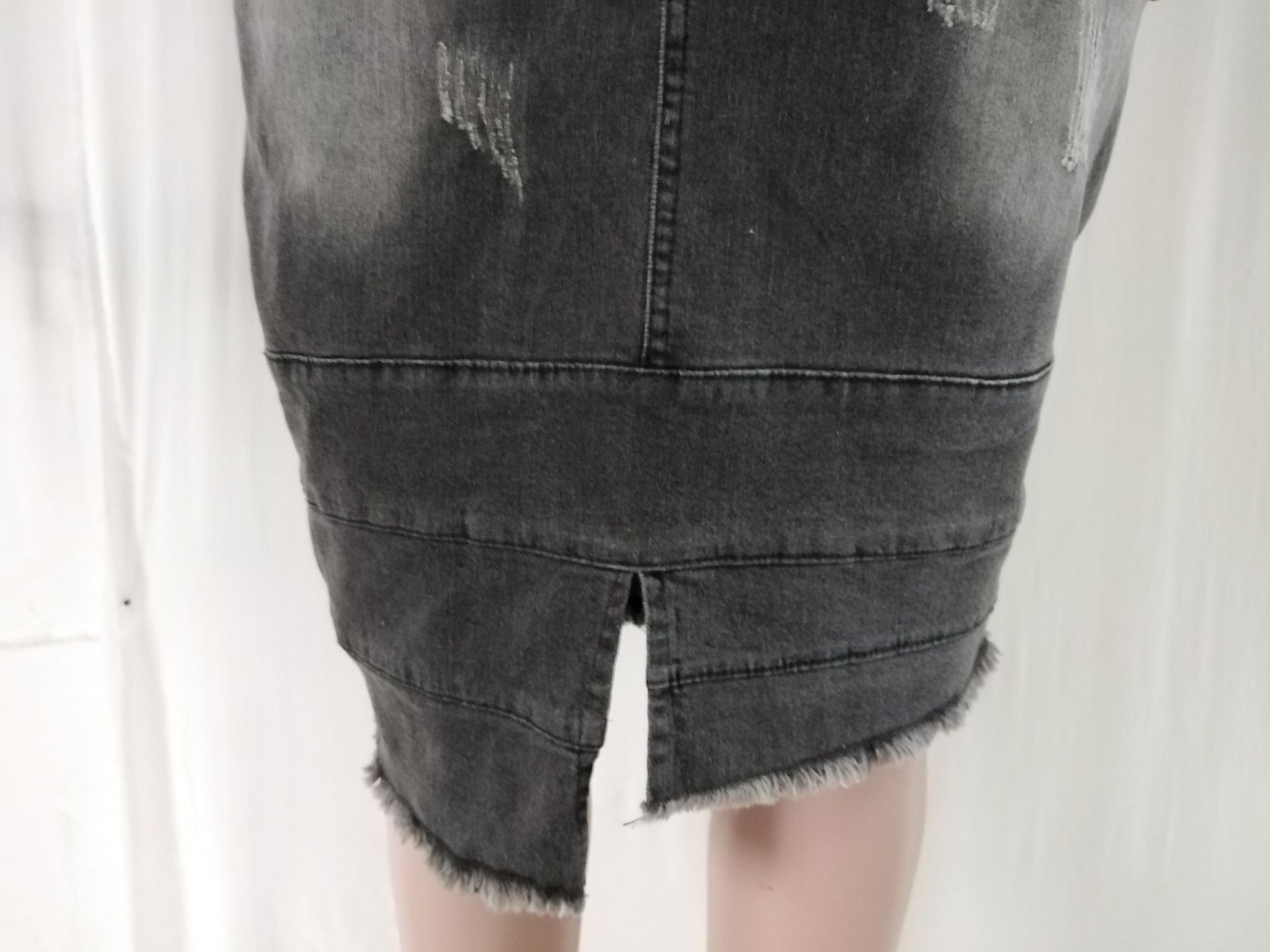 New Arrival Women's High-Waisted Jeans Short Skirt Plus Size Girls Jean Skirts Sexy Hole Hip Jeans Skirt
