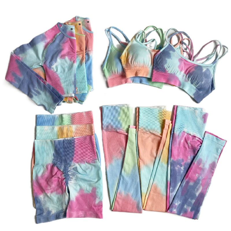 Woman Yoga Wear Sexy Women's Tie Die Set Activewear Set Sports Bra Running Leggings Tie-Dye Yoga Set
