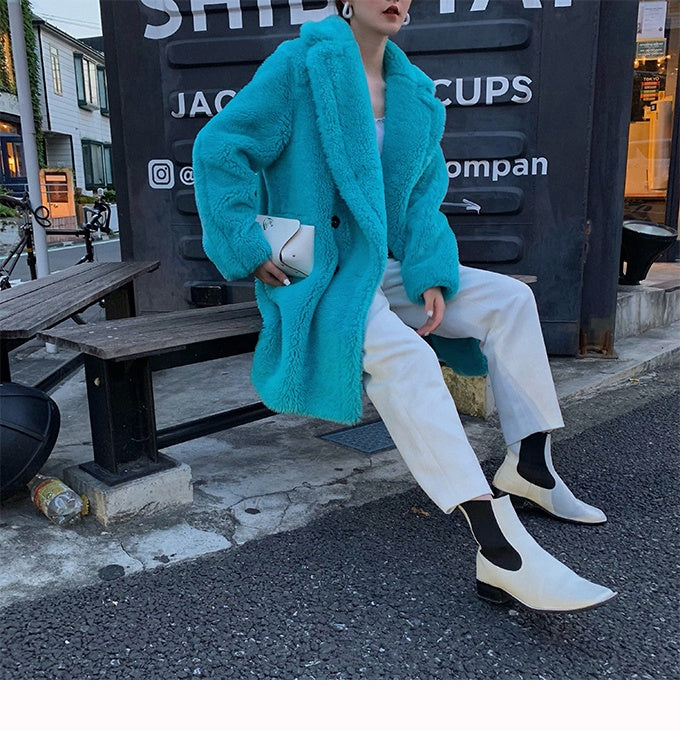 Sheep Shearing Fur Coat Fur Ladies Long Winter Coats Teddy Coat in Beige Khaki Brown Women Oversize