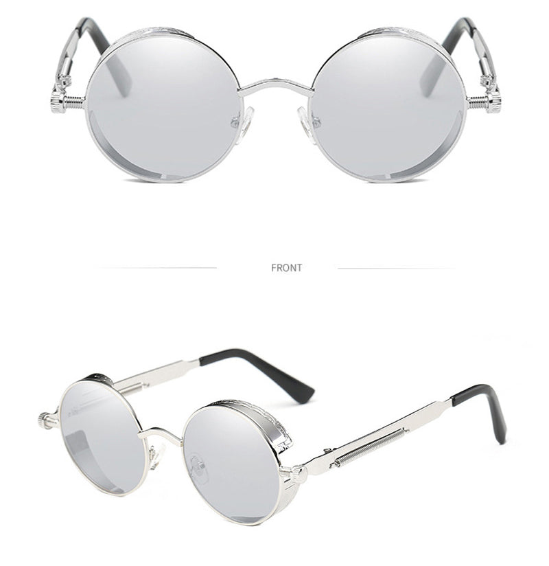 Trendy Steampunk Sunglasses Retro Fashion Men Women Luxury Sunglasses Fashion Round Sunglass