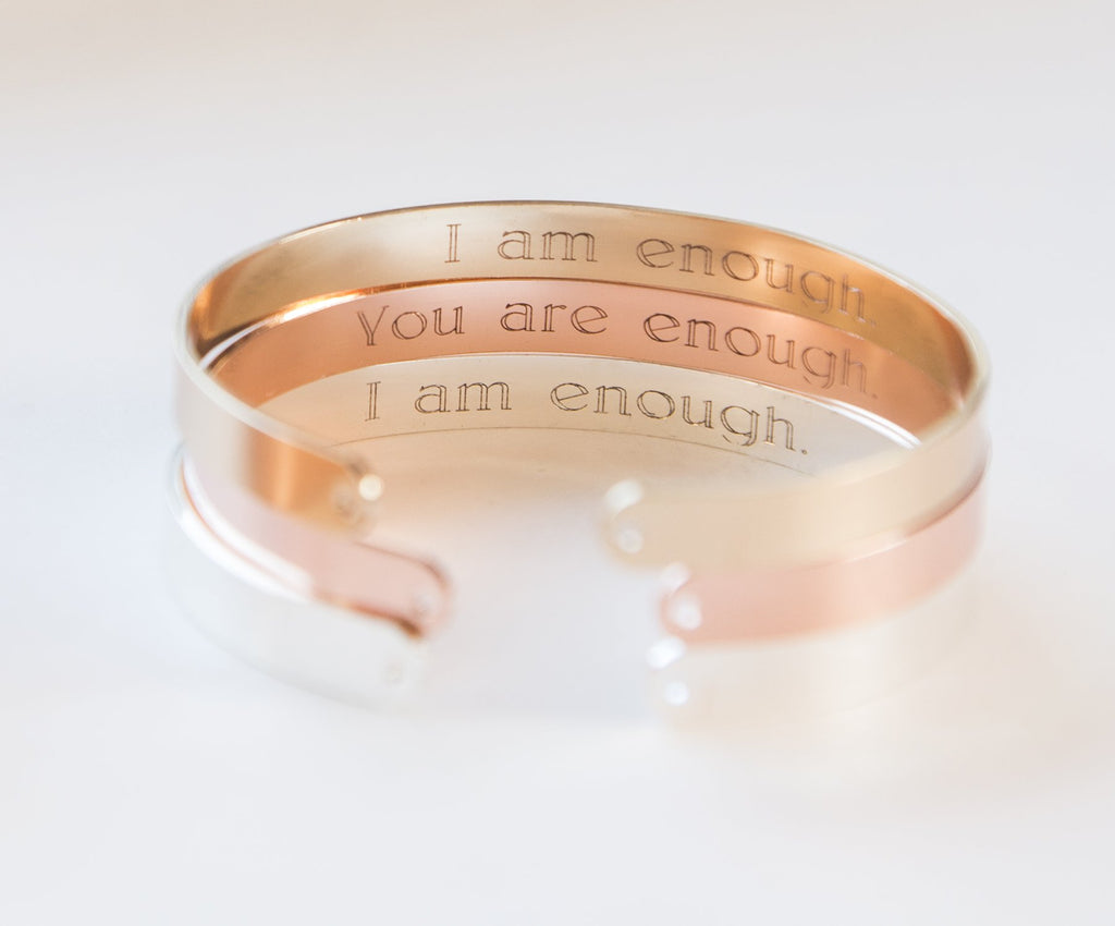 I Am Enough Bracelet, Engraved Secret Message Bracelet, I am Enough - My Store