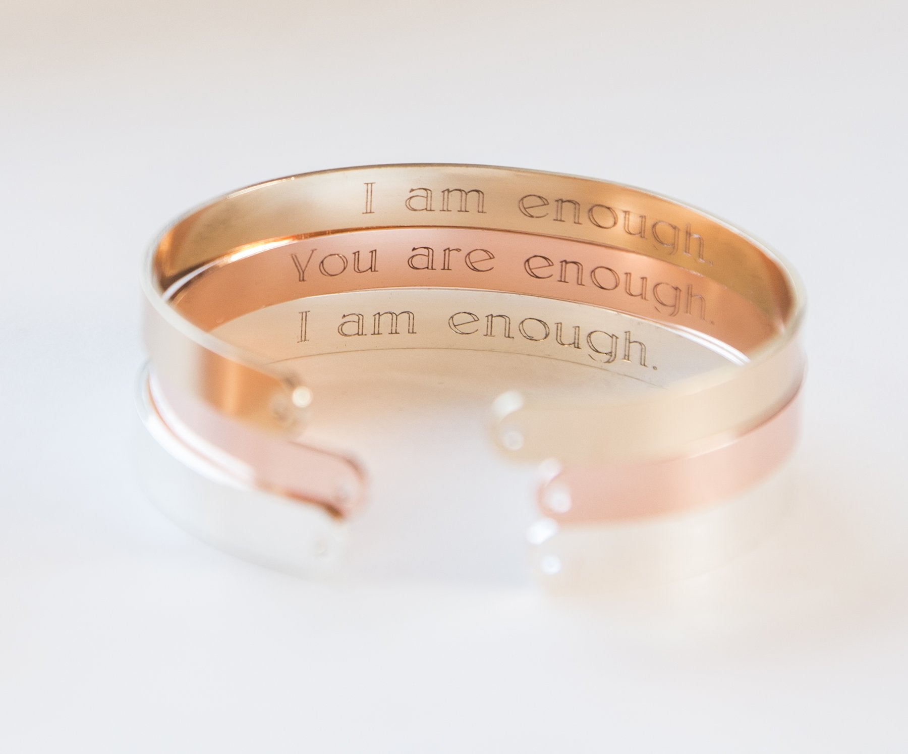 I Am Enough Bracelet, Engraved Secret Message Bracelet, I am Enough - My Store