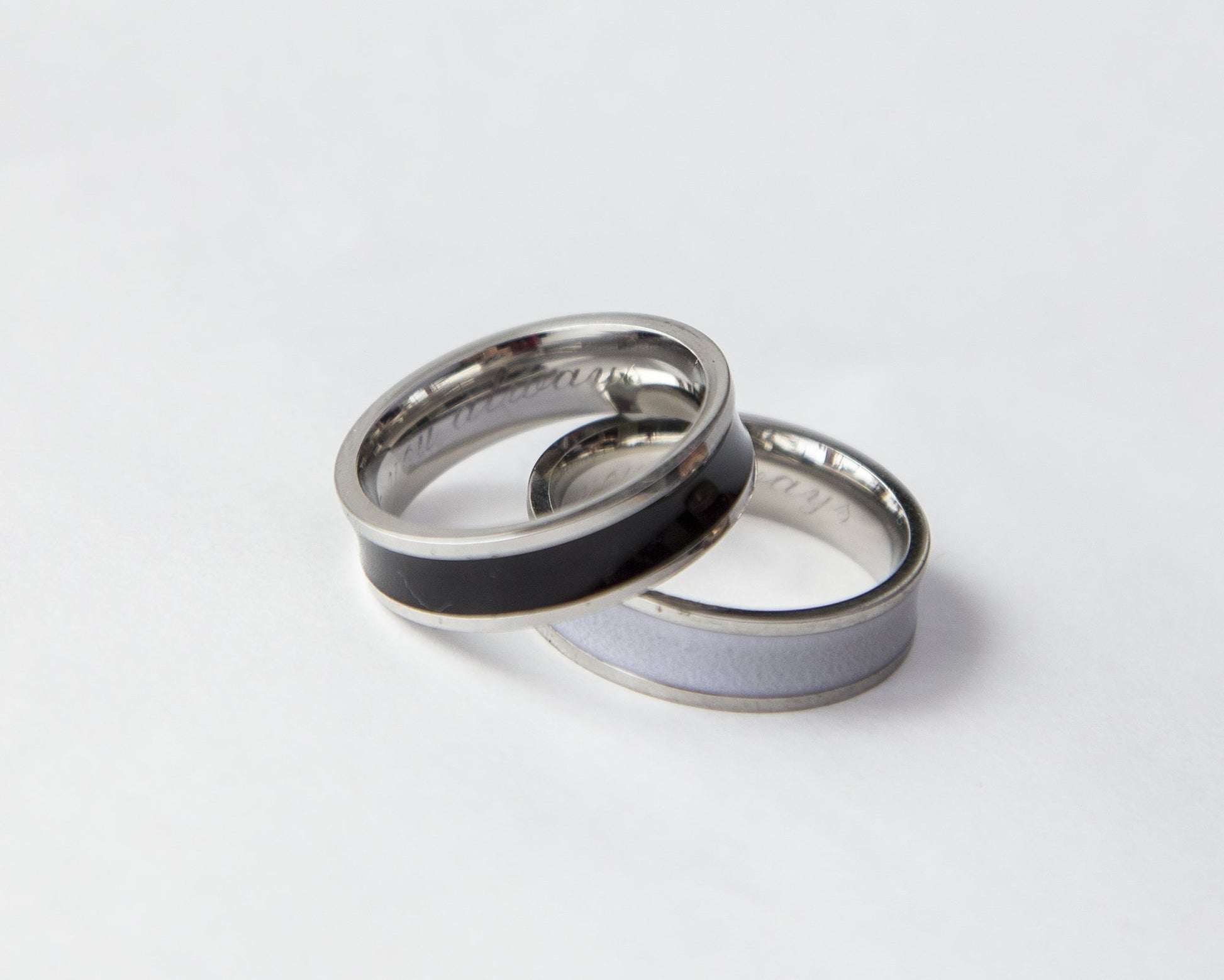 Couple Rings Black and White Personalized Couple Gift, Stainless Steel - My Store