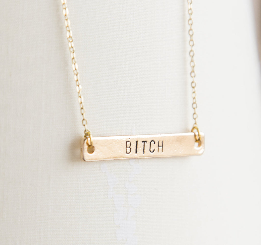 Bitch necklace, offensive gift gold feminist pendant fierce jewelry - My Store