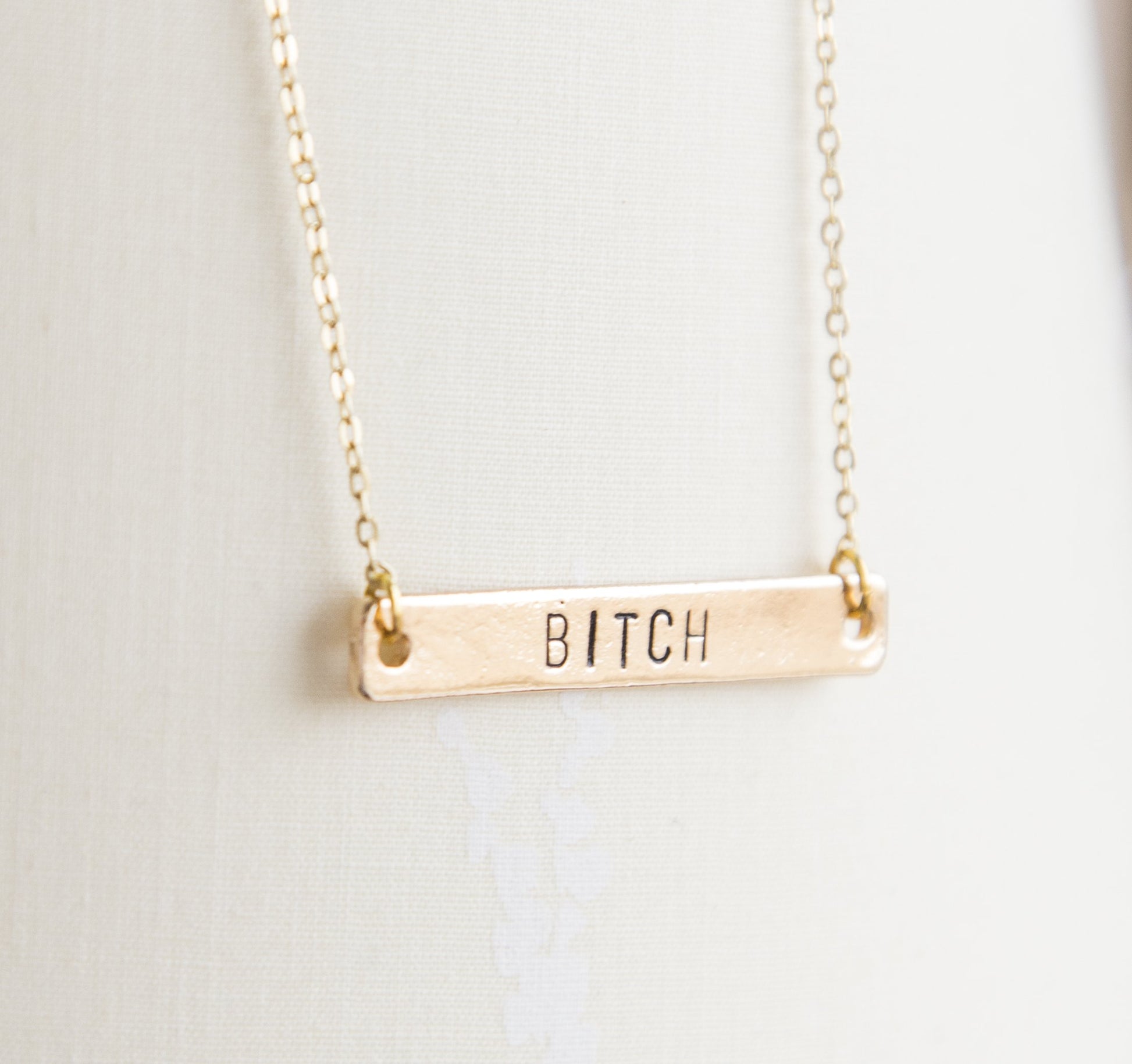 Bitch necklace, offensive gift gold feminist pendant fierce jewelry - My Store