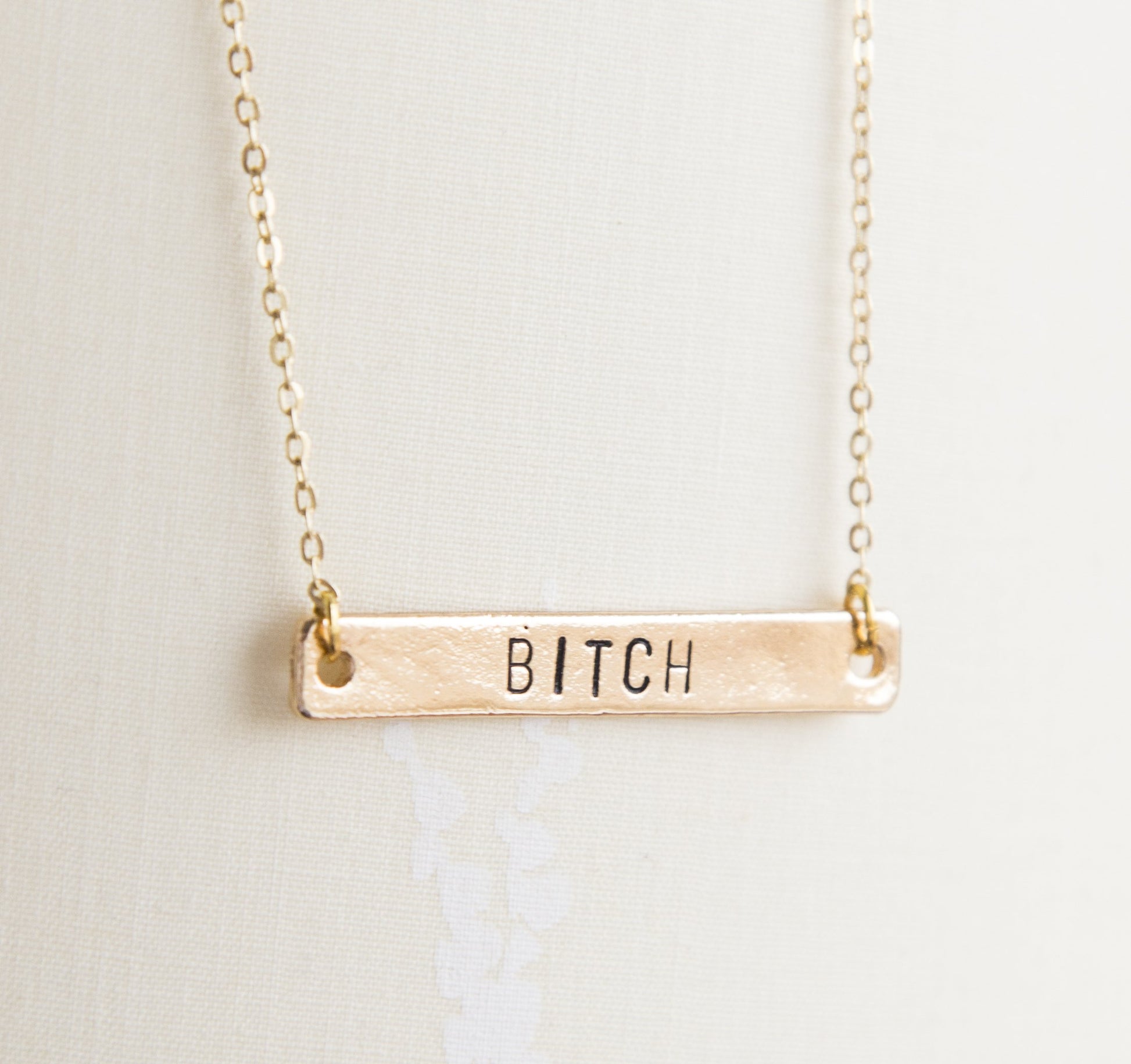 Bitch necklace, offensive gift gold feminist pendant fierce jewelry - My Store