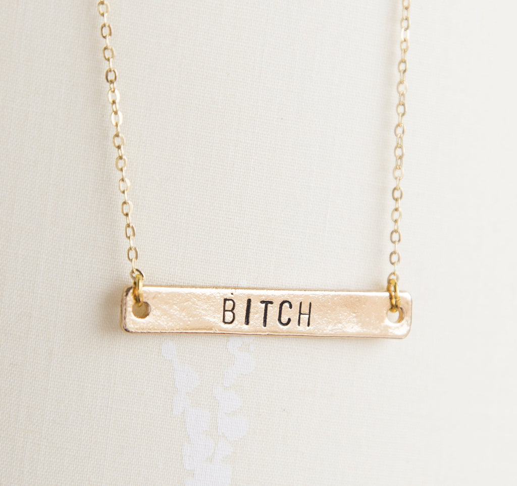 Bitch necklace, offensive gift gold feminist pendant fierce jewelry - My Store