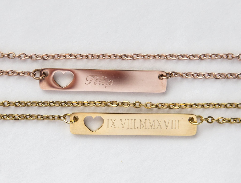 Personalized Name Bar Necklace Gift, Mom to Be Baby Name Love Heart - My Store