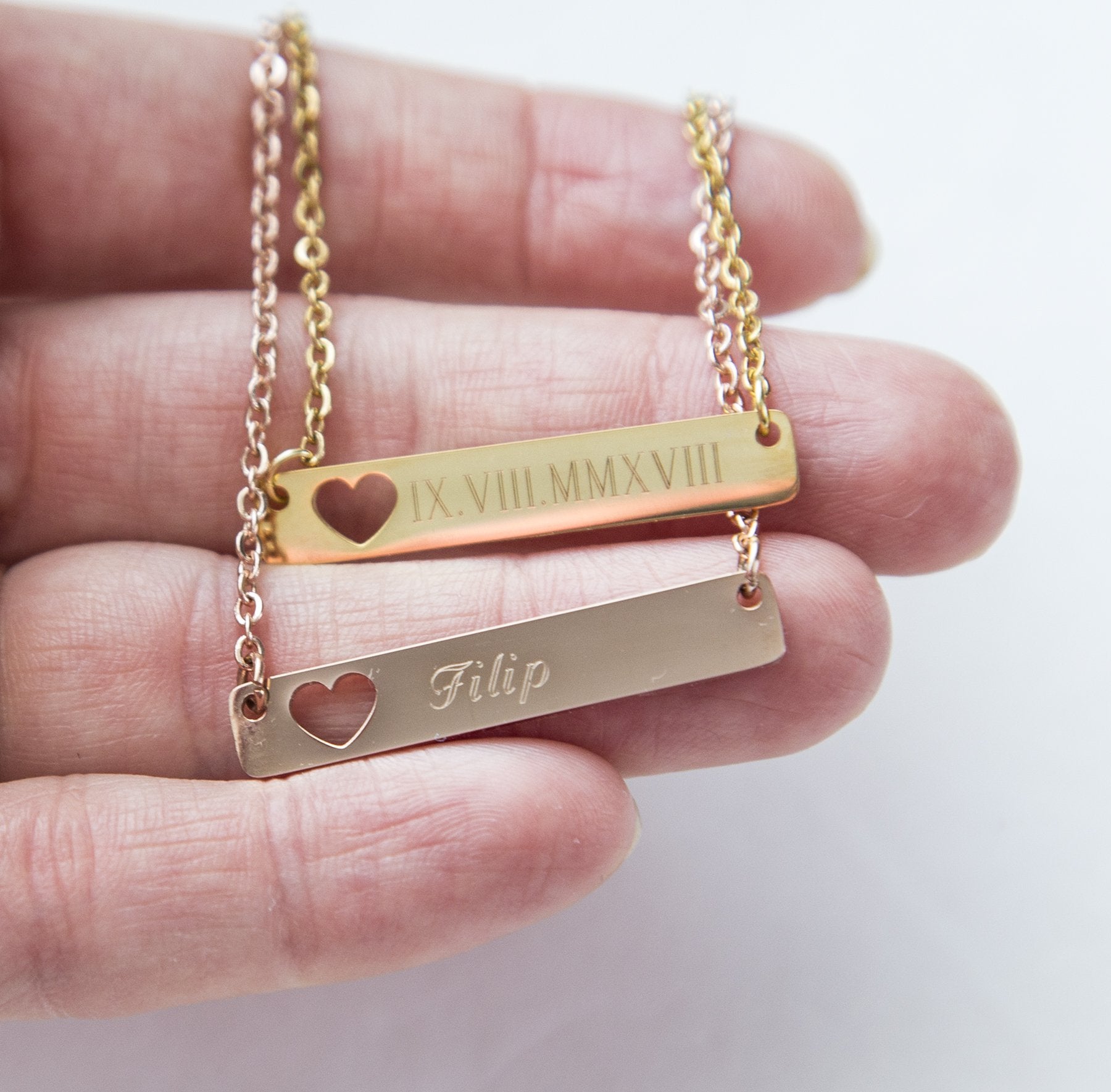 Personalized Name Bar Necklace Gift, Mom to Be Baby Name Love Heart - My Store