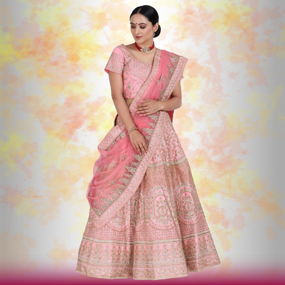 Pink Bridal Lehenga for Wedding - My Store