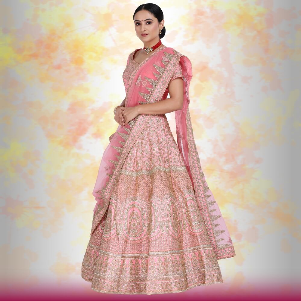 Pink Bridal Lehenga for Wedding - My Store