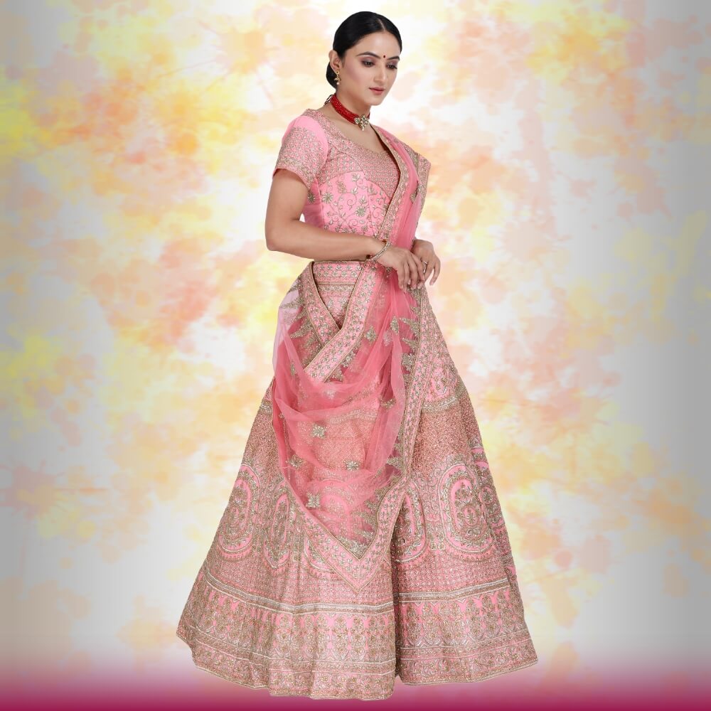 Pink Bridal Lehenga for Wedding - My Store