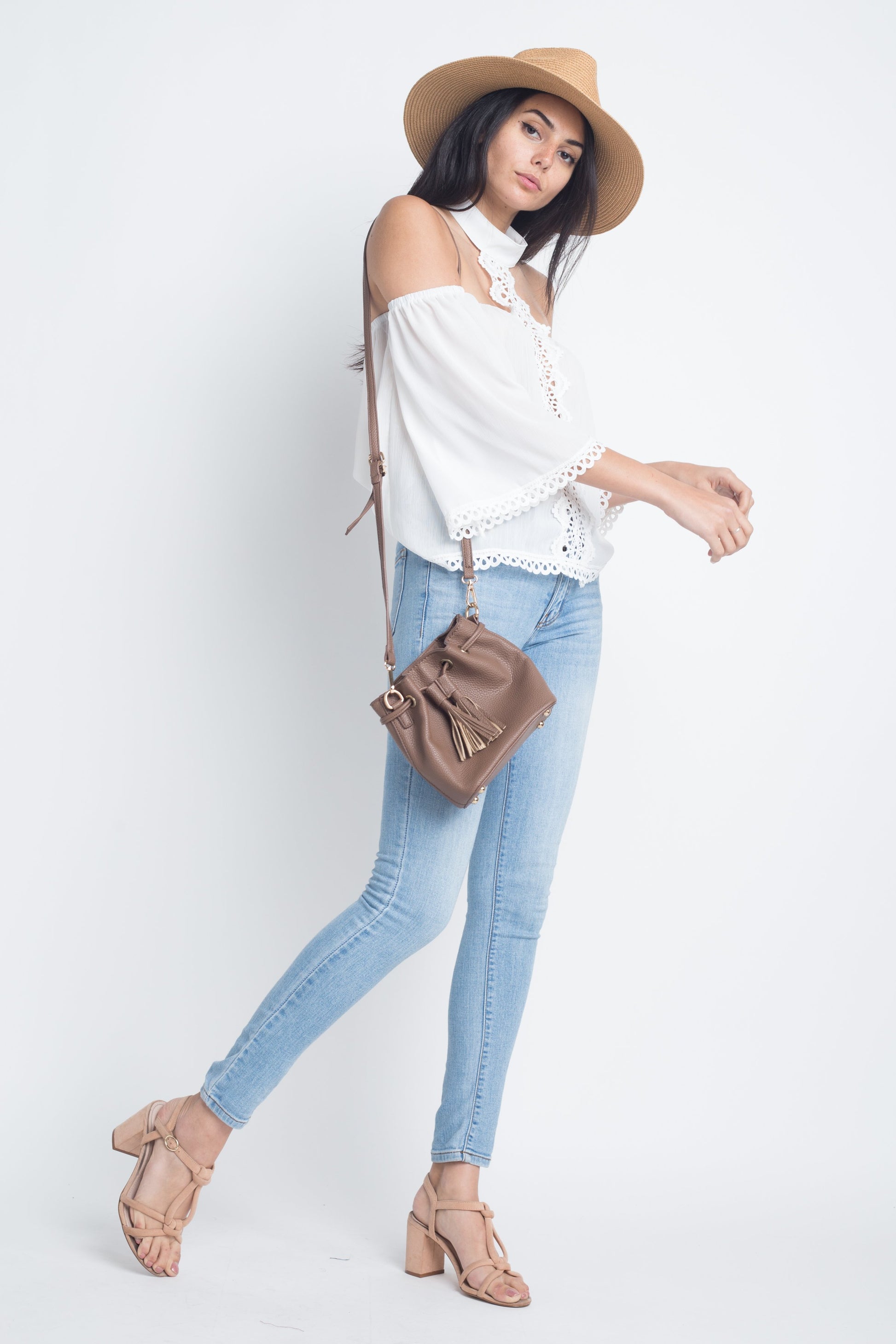 Women's High Neck Long Sleeve Crochet Top - My Store