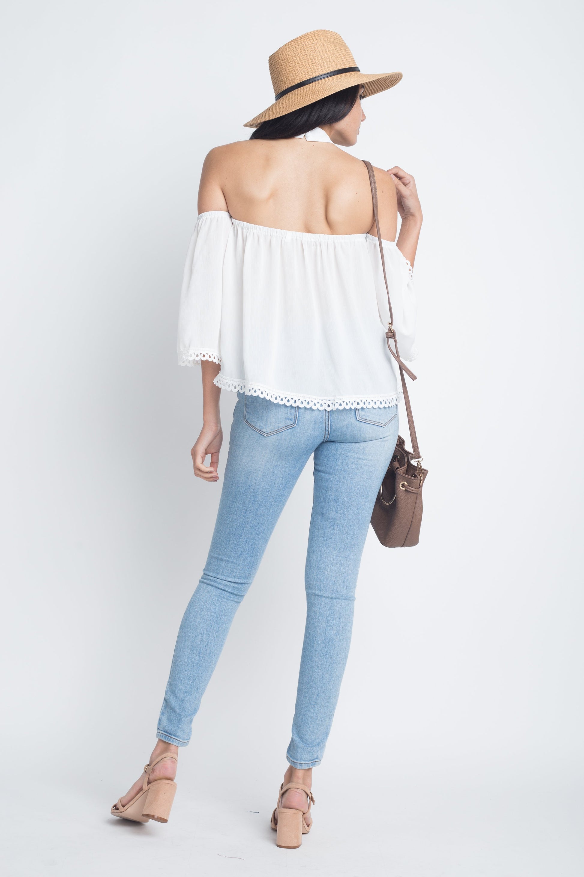 Women's High Neck Long Sleeve Crochet Top - My Store