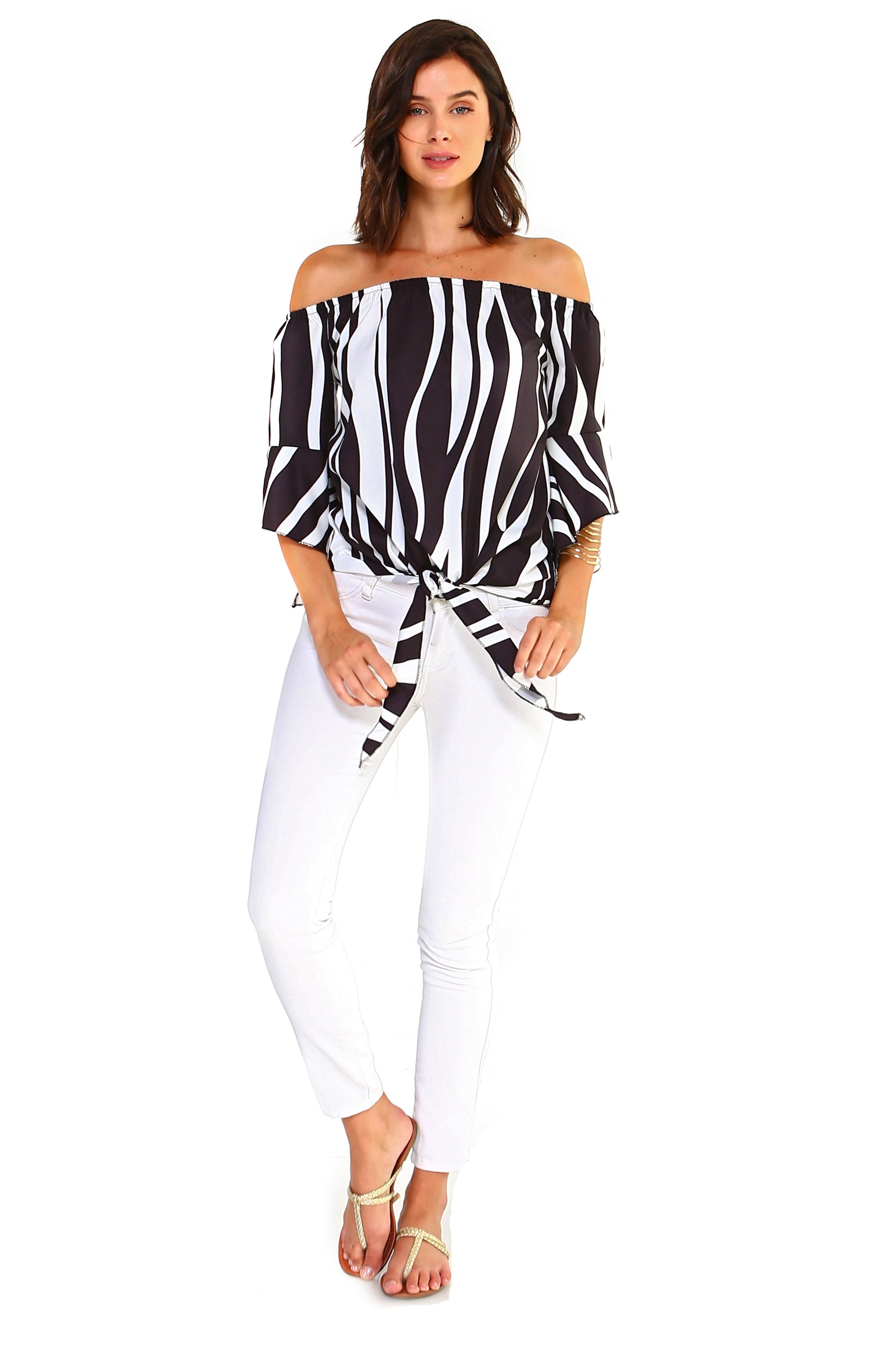 Women's Strapless Striped Bandage Blouse - My Store