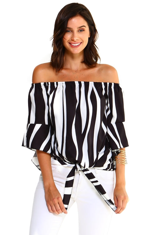 Women's Strapless Striped Bandage Blouse - My Store