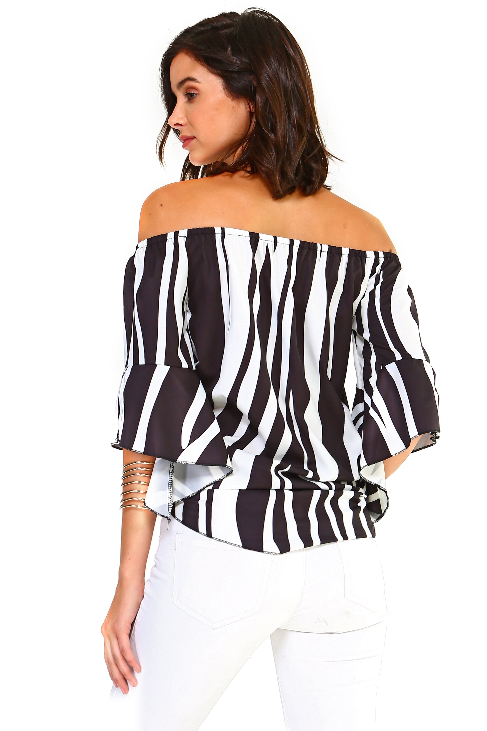 Women's Strapless Striped Bandage Blouse - My Store