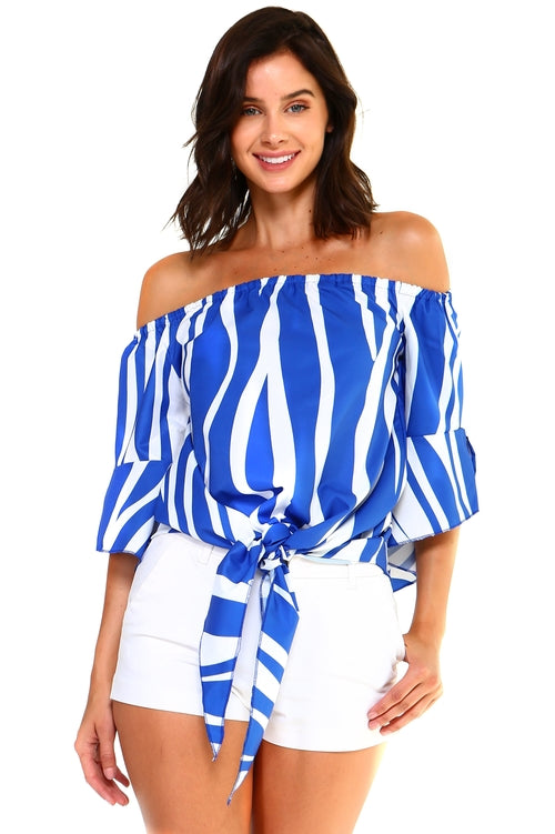 Women's Strapless Striped Bandage Blouse - My Store