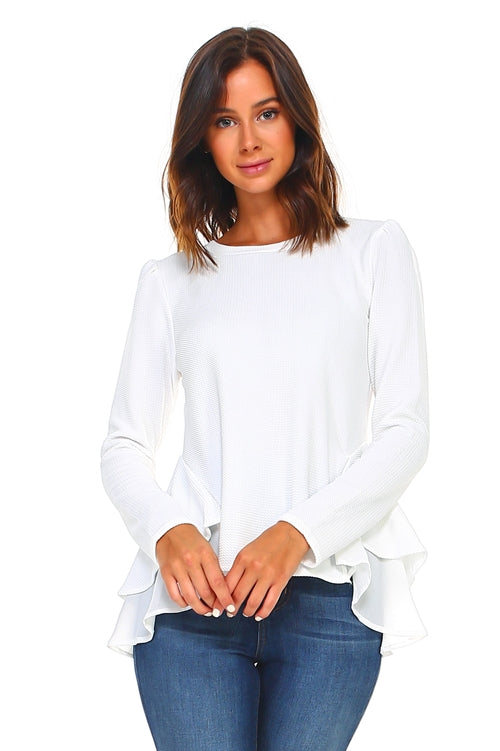 Women's Long Sleeve Ruffle Top - My Store