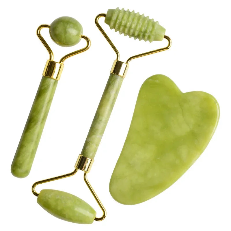 Natural Jade Roller Massager for Face Roller Gua Sha Jade Stone Face Massager Anti-Wrinkle Lift Facial Beauty Skin Care Tools