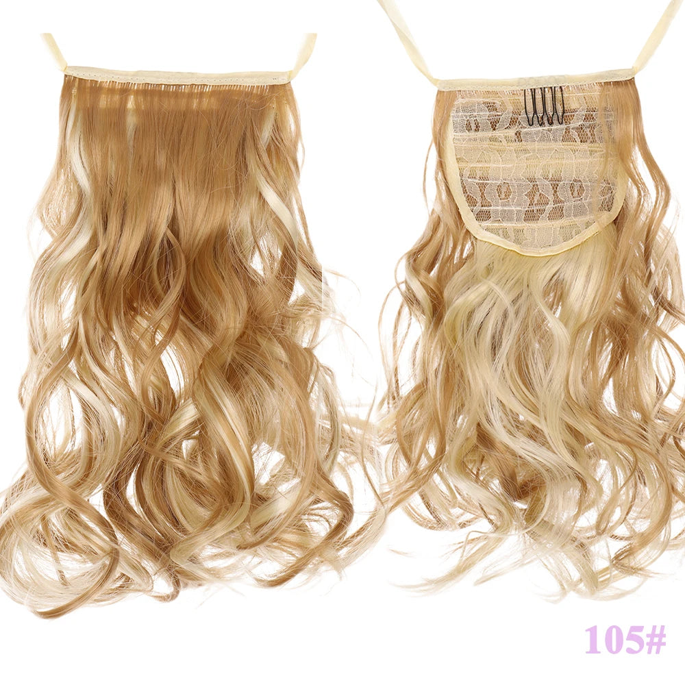 Allaosify Brown Black Heat Resistant Synthetic Hair Extensions Pony Tail Hair Extensions Drawstring Ponytail 12" Hair Extensions
