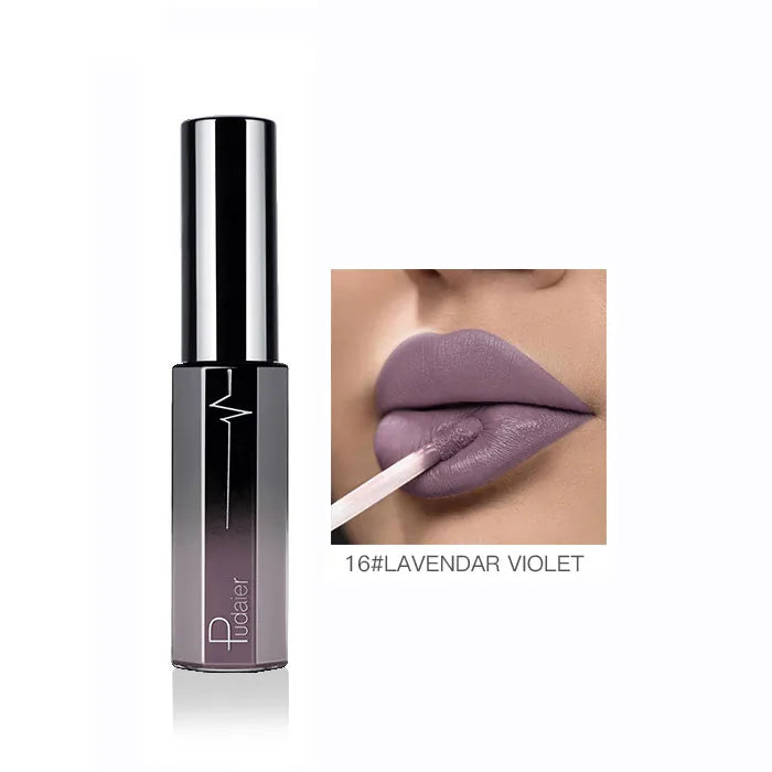 Pudaier Semi Matte Liquid Lipstick Lips Makeup Half Moisturizing Lip Gloss Makeup Cosmetics Moisturizer Lipgloss Make Up Batom - My Store
