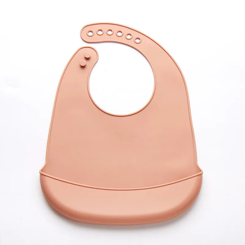Baby Silicone Bibs Babies Waterproof Bib Solid Color 6-Speed Adjustment Saliva Pocket Children's Burp Cloths Accessories Newborn