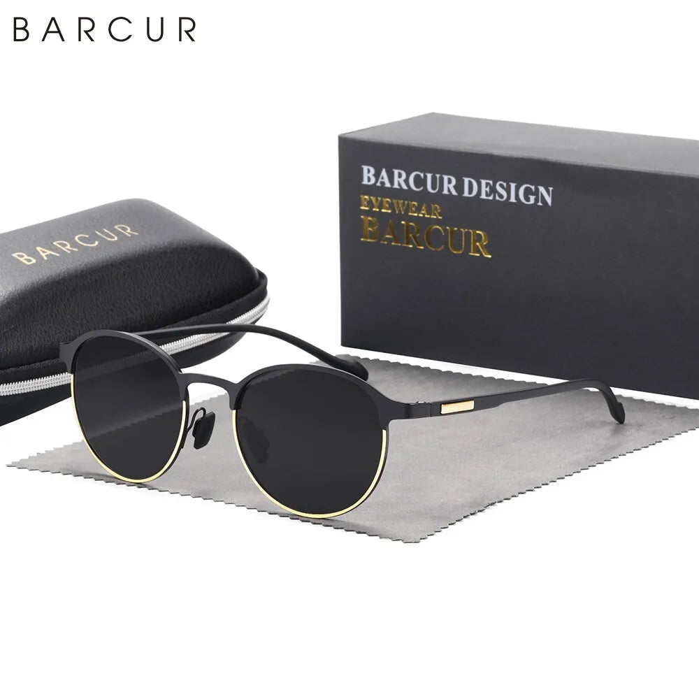 BARCUR TR90 Temples Sunglasses Women Polarized Fashion Sun Glasses Driving Round Ladies Sunglass