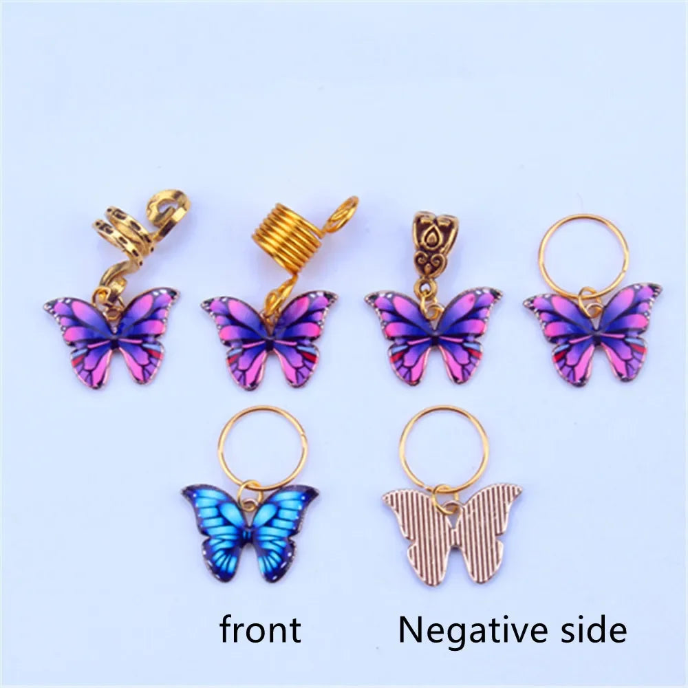 5pcs/Bag Hair Braid Bead Butterfly Dreadlock Beads Ring Braiding Hair Sparkly Hair Styling Tool Bohemian Braid Hairs Accessories