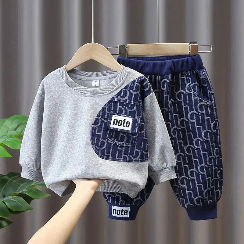 Kids Boys Sweater Suit Spring Autumn Clothing Children's Fashion Sportswear Suit Children's Clothing Boy's Baby Top Pants 2PCS