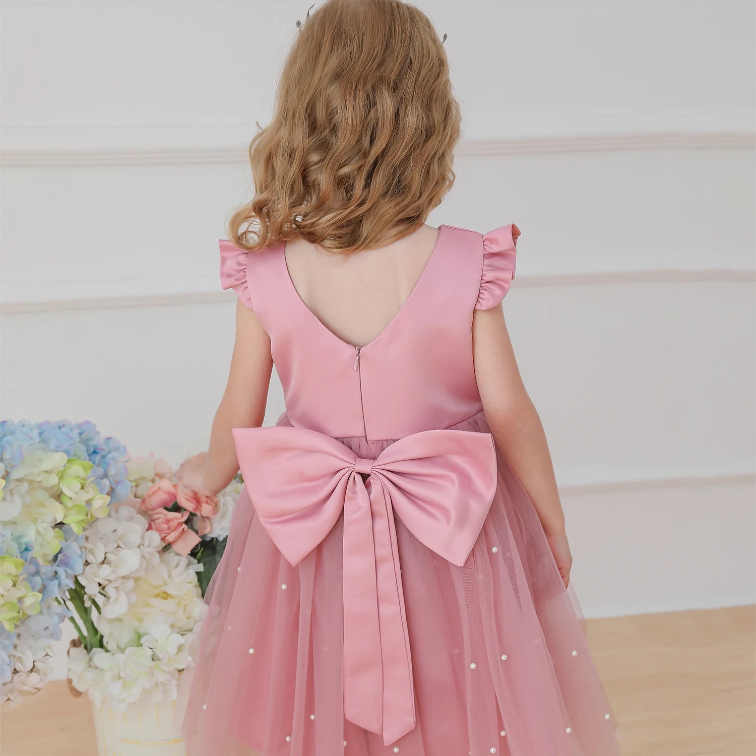 New Year Red Costume Girls Christmas Princess Dress Wedding Party Dresses Backless Bow Birthday Pageant Formal Dresses for Girls - My Store