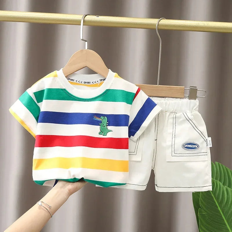 Children Clothing Mother Kids Clothes Children's Sets Boys T-Shirt Shorts Summer Cotton Short Sleeve Fashion Suit2PCS