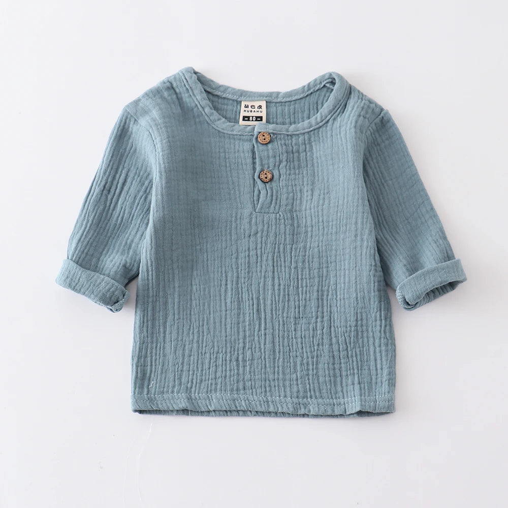 Children T Shirts Fashion Linen Pleated Boys T Shirt Children T-Shirt 2025 Summer Baby Boys Girls T-Shirt Children Clothes Kids